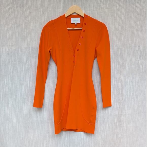 FRAME x Julia Sarr Jamois Orange Cut-Out Stretch-Woven Mini Dress, size XS - Picture 3 of 12